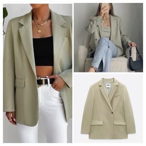 ZARA pistachio color double breasted blazer